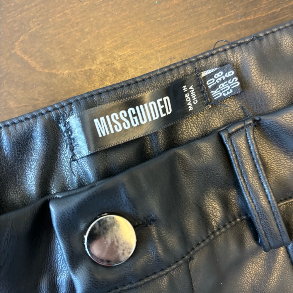 Missguided Black Leather Look Trousers